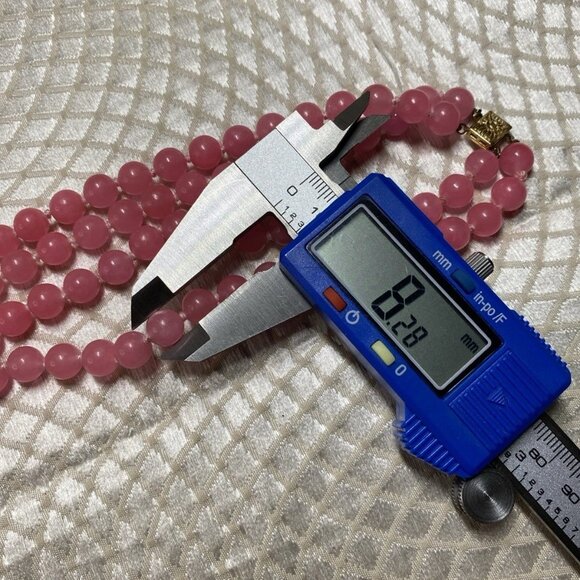 Natural Rose Quartz Bead Necklace 18.5” | 14K Gold Clasp | Vintage 97g - Picture 4 of 15